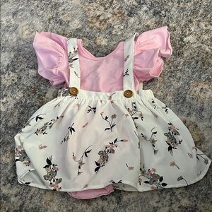 Floral Pink and White Kids Casual Dress